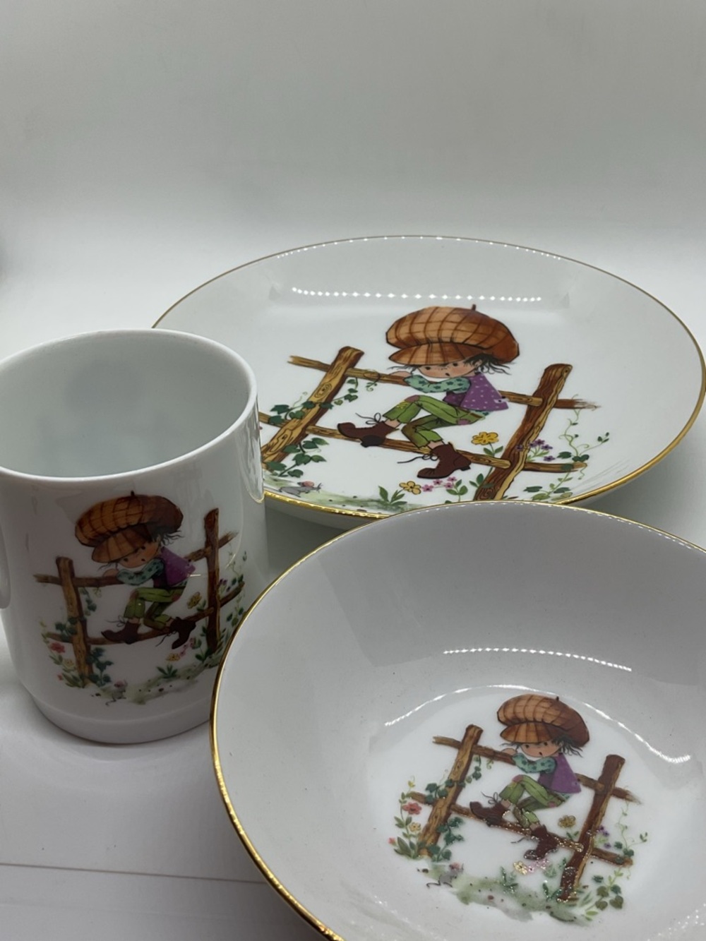 Porcelain Dinnerware Set with Child Illustration by Gisela Gottschlich